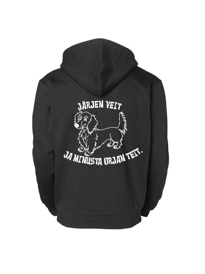 "JÄRJEN VEIT!" Pitkäkarvainen mäyräkoira