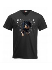 KARKEAKARVAINEN MÄYRÄKOIRA, musta "STARS" v-neck