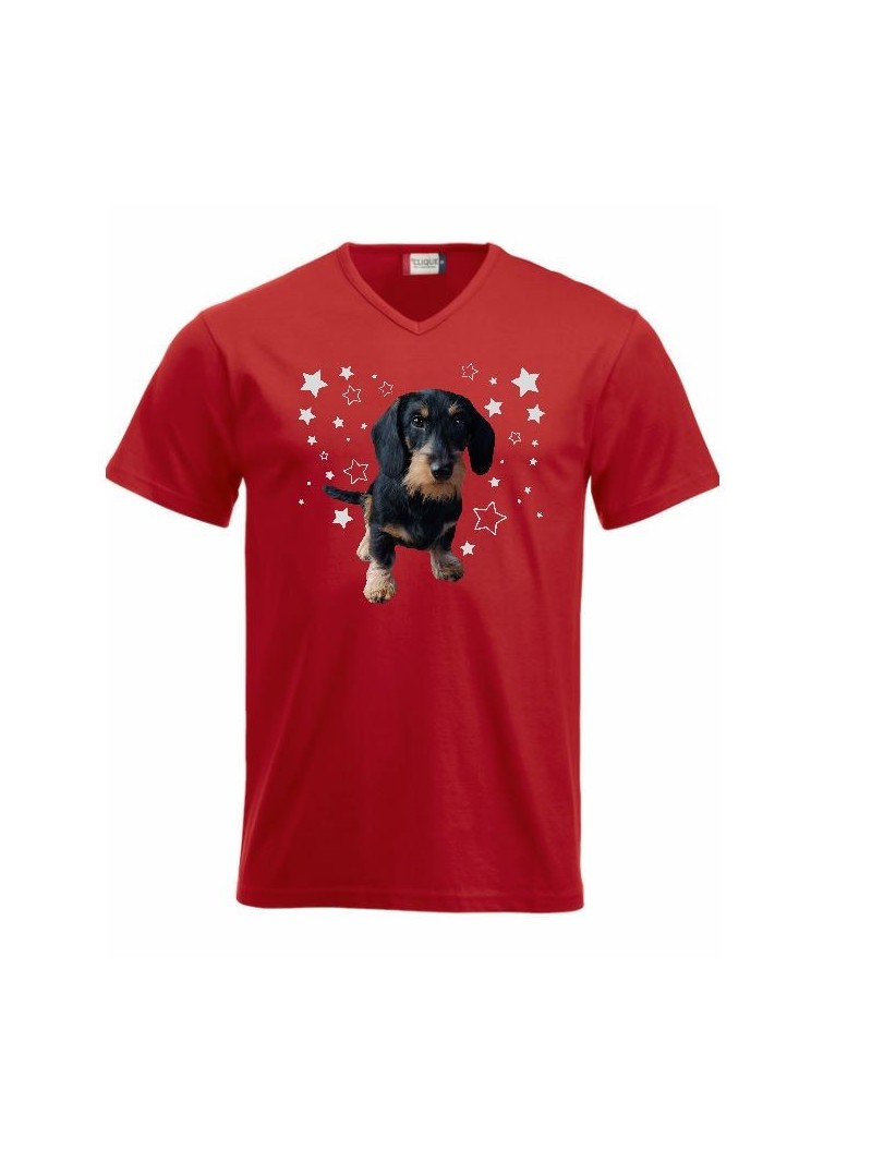 KARKEAKARVAINEN MÄYRÄKOIRA, musta "STARS" v-neck