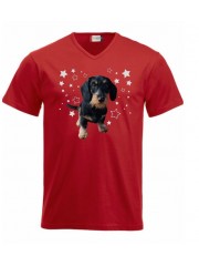 KARKEAKARVAINEN MÄYRÄKOIRA, musta "STARS" v-neck