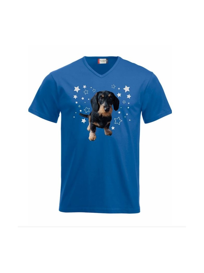 KARKEAKARVAINEN MÄYRÄKOIRA, musta "STARS" v-neck