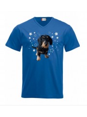 KARKEAKARVAINEN MÄYRÄKOIRA, musta "STARS" v-neck