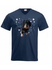 KARKEAKARVAINEN MÄYRÄKOIRA, musta "STARS" v-neck