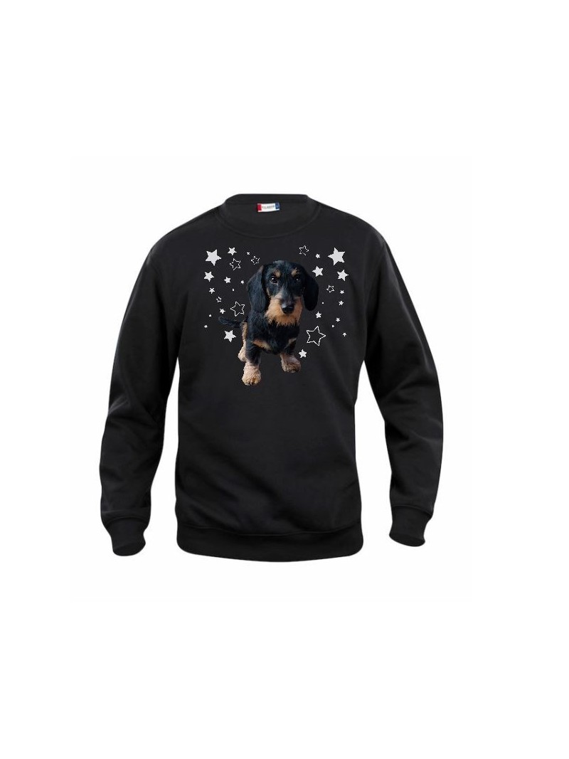 KARKEAKARVAINEN MÄYRÄKOIRA, musta "STARS" sweatshirt