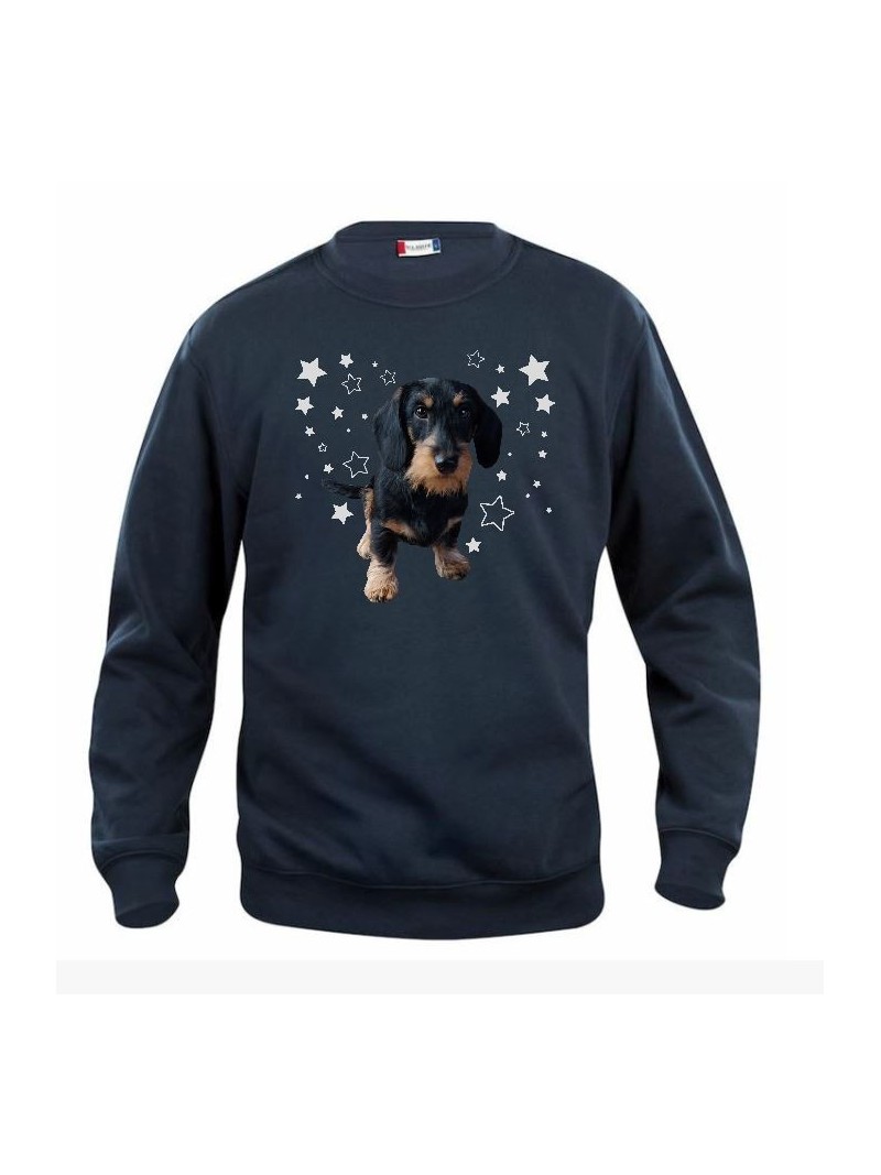 KARKEAKARVAINEN MÄYRÄKOIRA, musta "STARS" sweatshirt