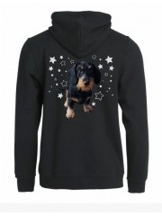 KARKEAKARVAINEN MÄYRÄKOIRA, musta "STARS" full zip hoodie