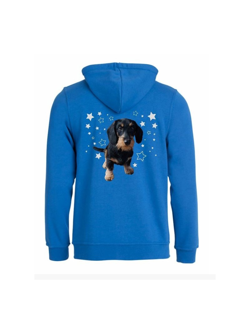 KARKEAKARVAINEN MÄYRÄKOIRA, musta "STARS" full zip hoodie