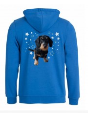 KARKEAKARVAINEN MÄYRÄKOIRA, musta "STARS" full zip hoodie