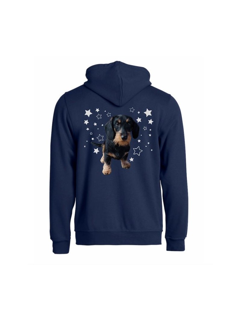 KARKEAKARVAINEN MÄYRÄKOIRA, musta "STARS" full zip hoodie