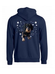 KARKEAKARVAINEN MÄYRÄKOIRA, musta "STARS" full zip hoodie