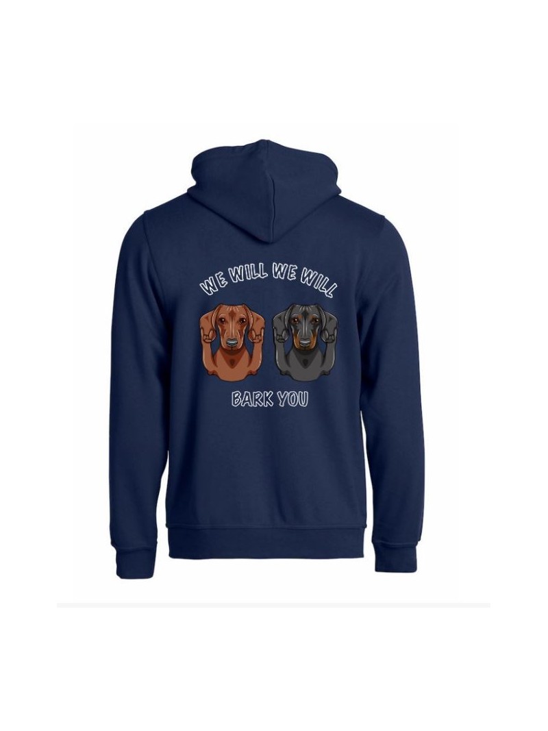 WE WILL WE WILL BARK YOU, full zip hoodie